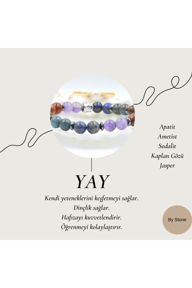 Sagittarius (Male) Natural Stone Horoscope Bracelet | Certified