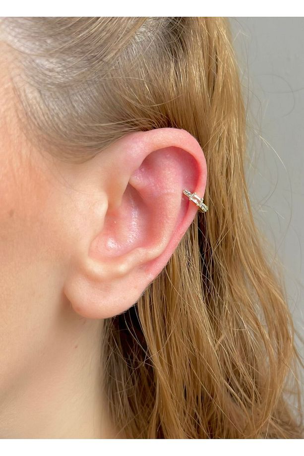Tek Baget Taşlı Halka Piercing - 3