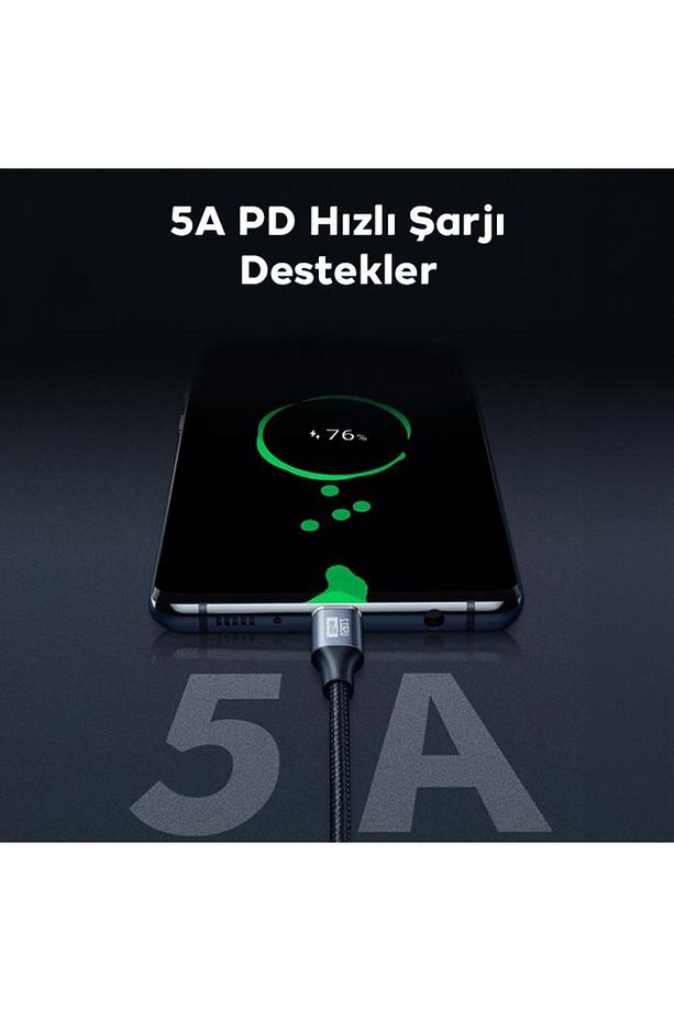 1mt 100w 5a 10gbps Type C Uzatma Kablosu, Şarj, Data Ve Görüntü Aktarmalı Çevirici Kablo - 3