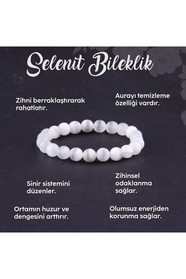 Certified Selenite Natural Stone Bracelet 8 Mm - B804