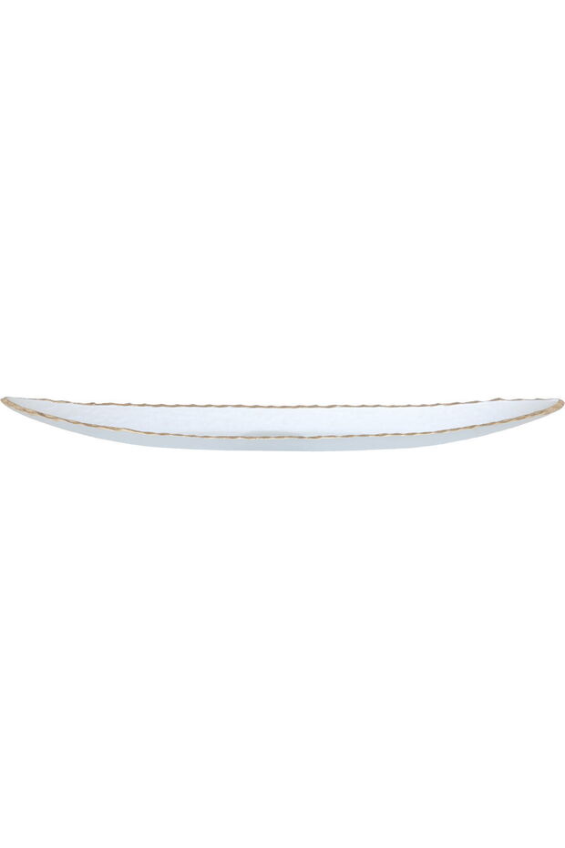Al Saif Gallery Glass Dessert Dish, 50 X 10 X 3 Cm, Oval - Clear Gold