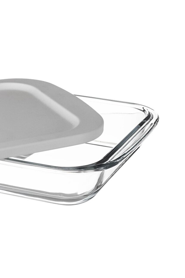 طبق فرن زجاجي مستطيل بسعة 2.9 لتر مع غطاء - 2