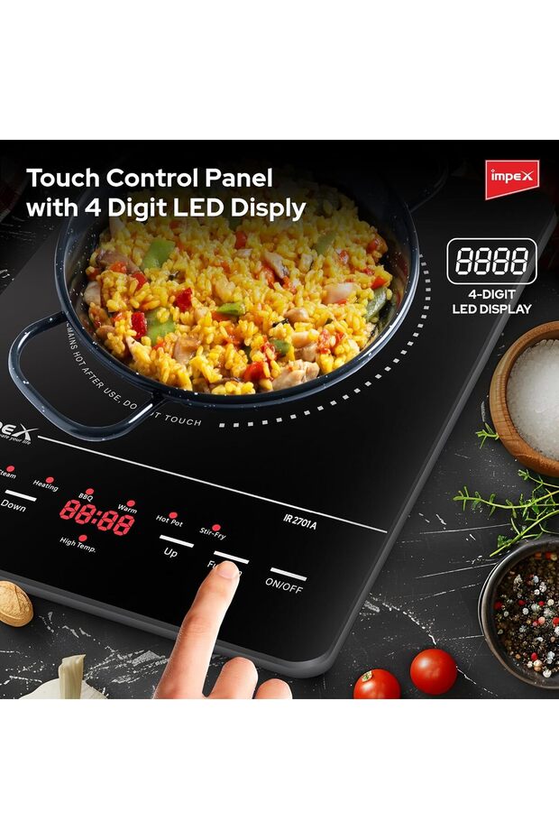 Impex Infrared Cooktop With 4 Digit LED Display 10 Temperature Settings, 6 Mode 2000W - 5