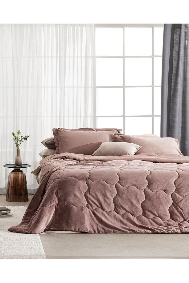 Kaira Çift Kişilik Comforter Set - Pudra - 1