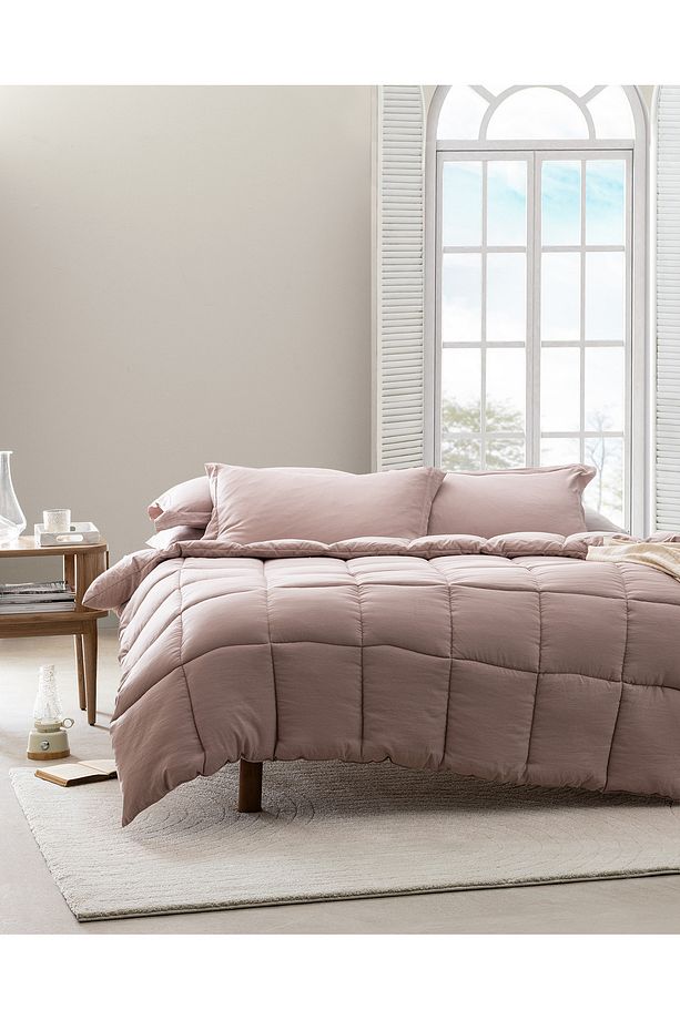Mona Çift Kişilik Comforter Set - Pudra - 1