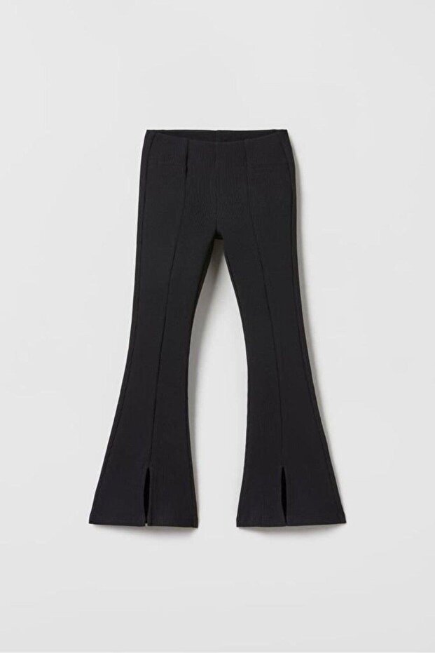 Girl's Steel Knitted Flared Leggings Black