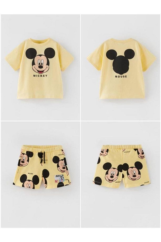 Yeni Sezon Erkek Çocuk Mickey Mouse Sarı Renk Alt-üst Takım Sarı - 1