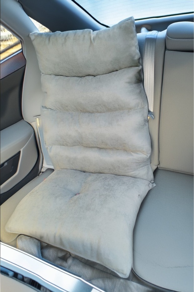 Gray Car Seat Back Cushion Lumbar Support Sitting Cushion Orthopedic Cushion