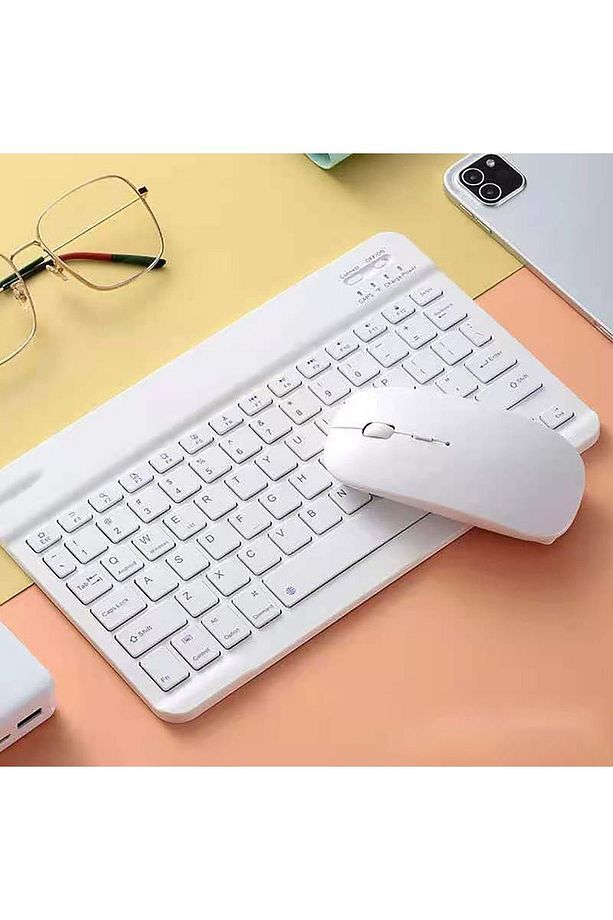 Samsung Galaxy Tab S6 Lite SM-P610 için Bluetooth Klavye ve Mouse Seti Pembe - 6