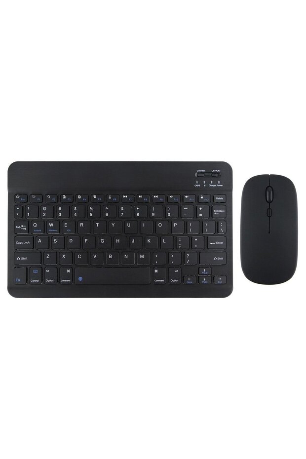 Galaxy Tab E 8.0 T3777 Tablet Uyumlu Mini Slim Şarjlı Bluetooth Klavye ve Mouse Seti Siyah - 1