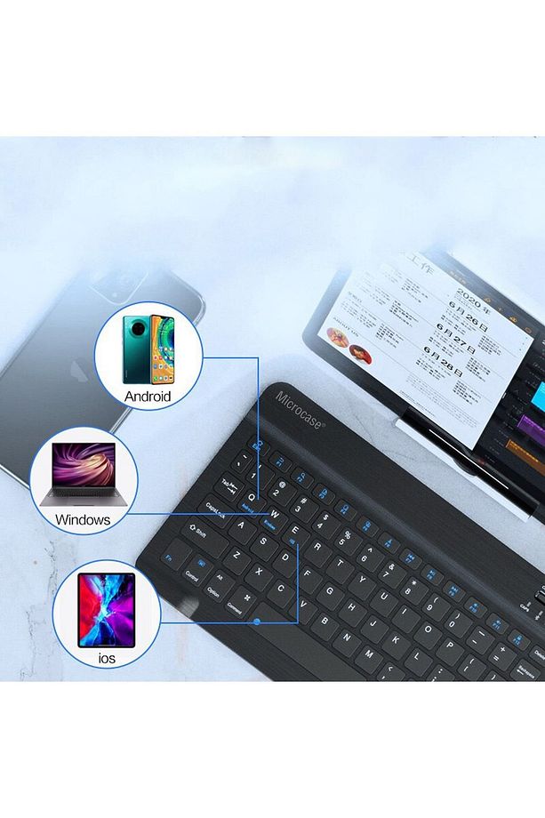 Samsung Galaxy Tab S6 Lite SM-P610 için Bluetooth Klavye ve Mouse Seti Pembe - 4