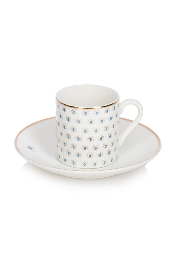 Goz Baskili 2 Kisilik Porselen Kahve Fincan Takimi 90 Ml - 5