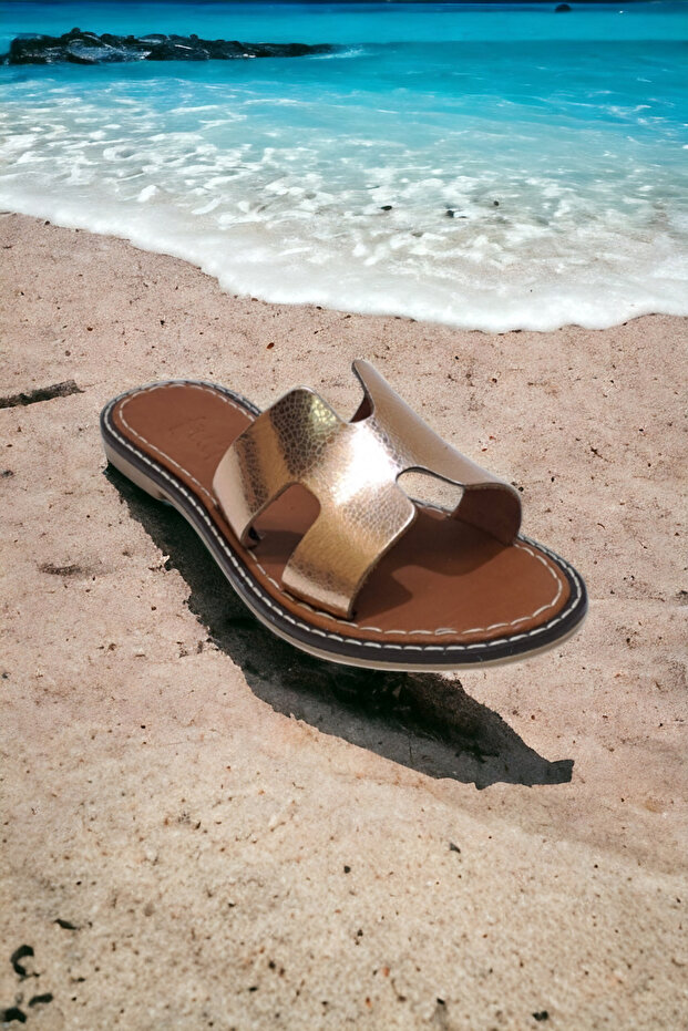 H Banded Women's Leather Slippers