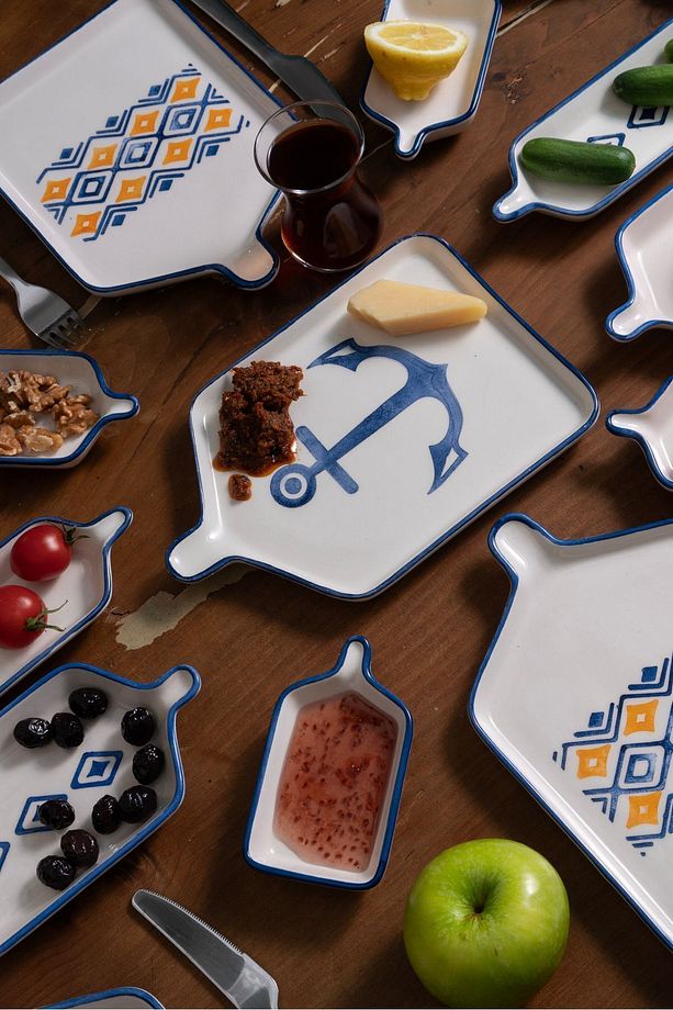 Marmaris Desenli Stackable 6 Kişilik Kahvaltı Tabak Seti - 2