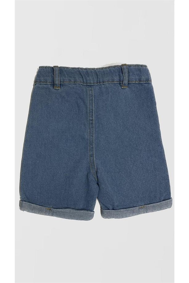 Beli Ayarlanabilir Lastikli Denim Kumaş Çocuk Şort - 6