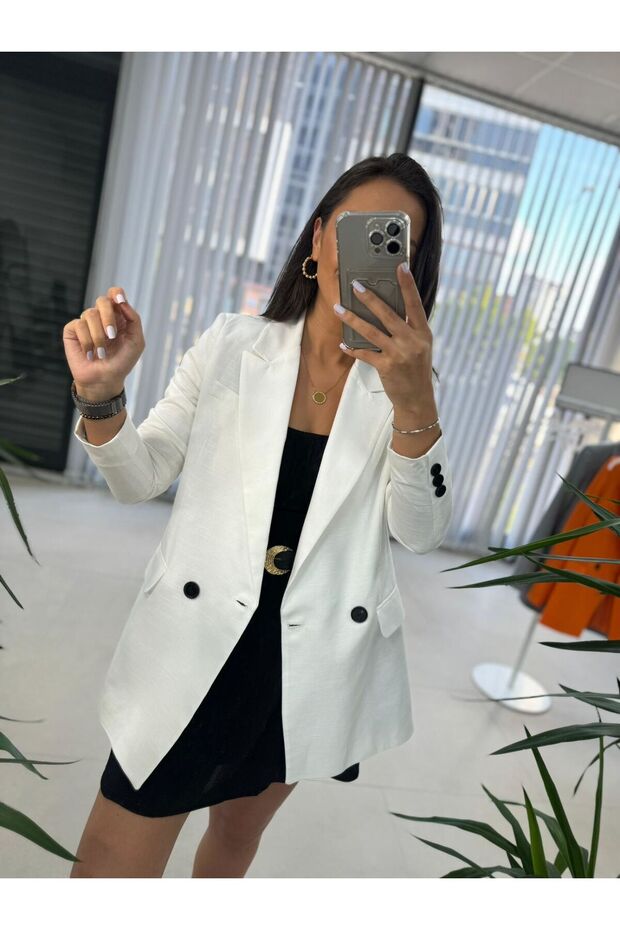 Foo New White Linen Blazer Jacket - 1