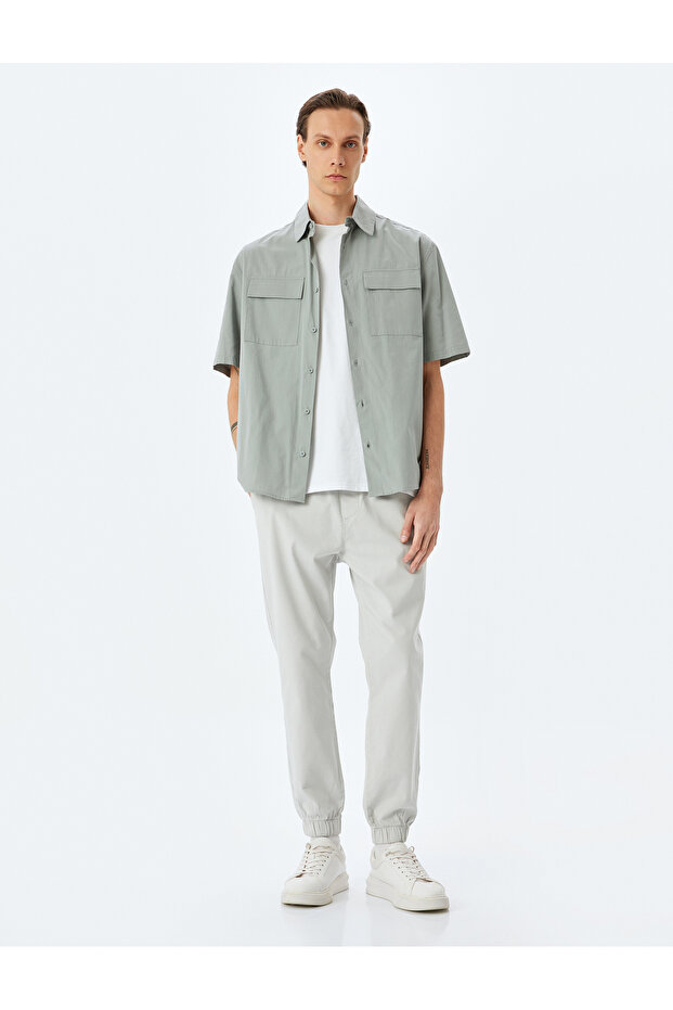 Canvas Cotton Waist Lace-Up Chino Pocket Detailed Jogger Pants