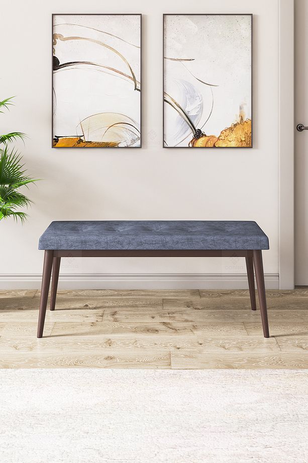 Zen Serisi 80x132 Mdf Açılabilir Barok Ahşap Desen Masa Takımı 4 Füme Sandalye Ve 1 Bench - 6