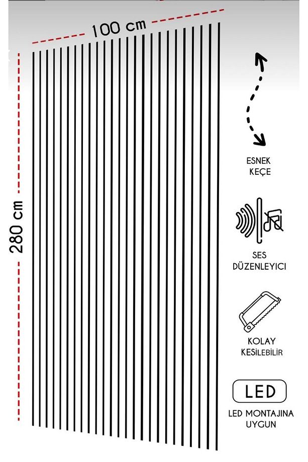 Mdf Ahşap Akustik Duvar ve Tavan Kaplama Paneli 100x280 cm - 1
