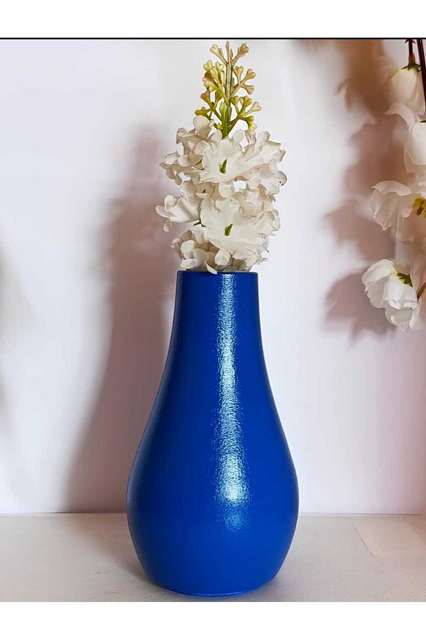 VAZO DAMLA VAZO DEKORATİF VAZO MAVİ  RENK 13 CM X 7 CM. - 1