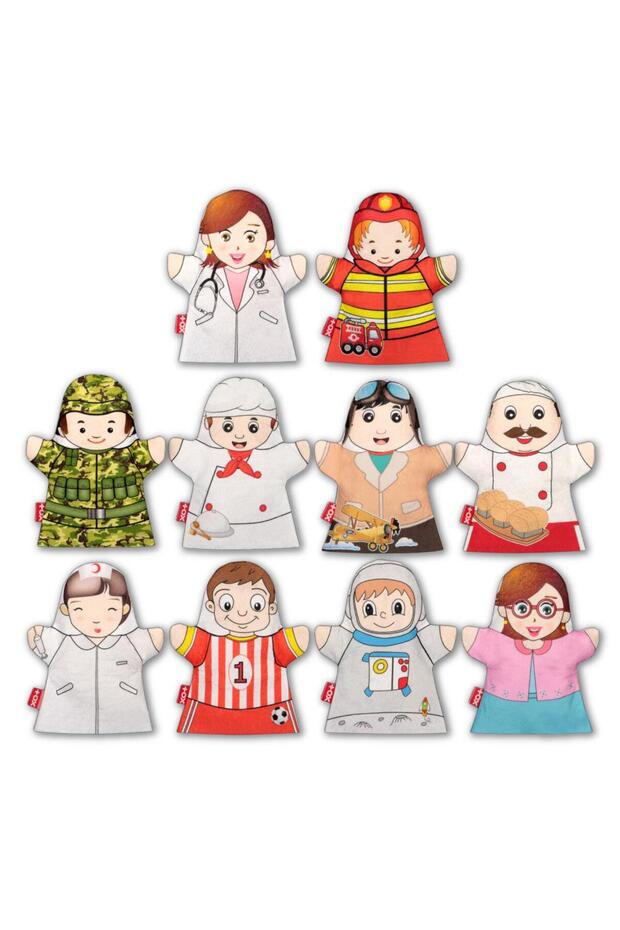 10 Parça Meslekler El Kukla Set , Eğitici Oyuncak - 7