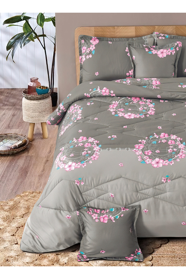 طقم لحاف مكون من 4 قطع بمقاس واحد، ملاءة سرير أنيقة وخفيفة الوزن، مناسب لجميع المواسم - 2