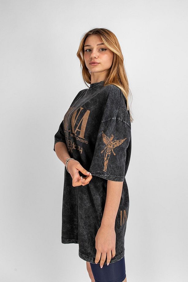 Yıkamalı Nirvana Sırt Baskılı Unisex Oversize Tshirt - 4
