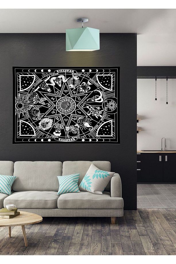 Burç Ve Astroloji Desen Birinci Kalite Kumaş Duvar Örtüsü Duvar Halısı - 1