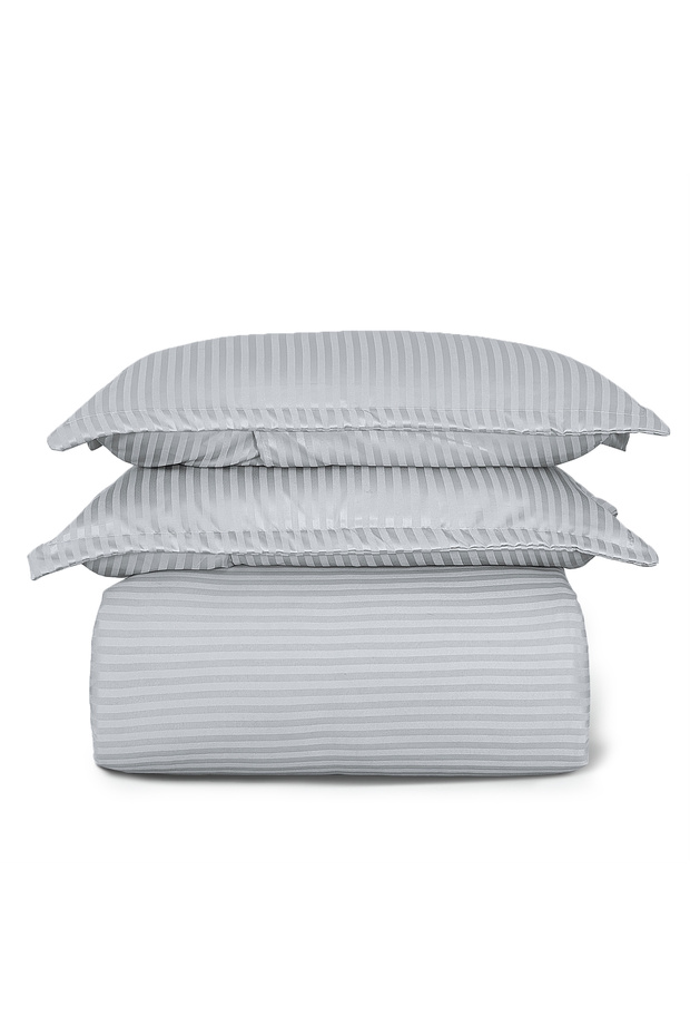 Hotel Stripe soft Comforter Set, Single Size (160X210 CM) 4 Pieces, Horizontal Striped Pattern - 2