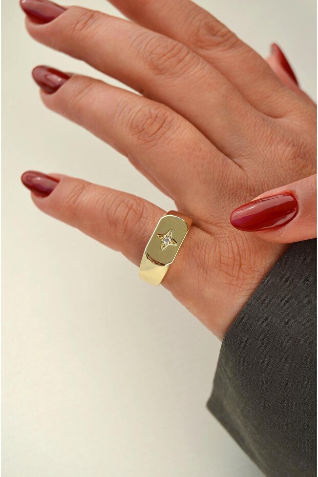 North Star Detailed Sparrow Finger Ring Lightweight Curved Quadrilateral Ring with Adjustable North Star