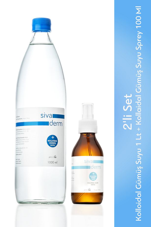 Sivaderm 2'li Set Kolloidal Gümüş Suyu 1 Lt, Kollaidal Gümüş Suyu Sprey 100 Ml - 1