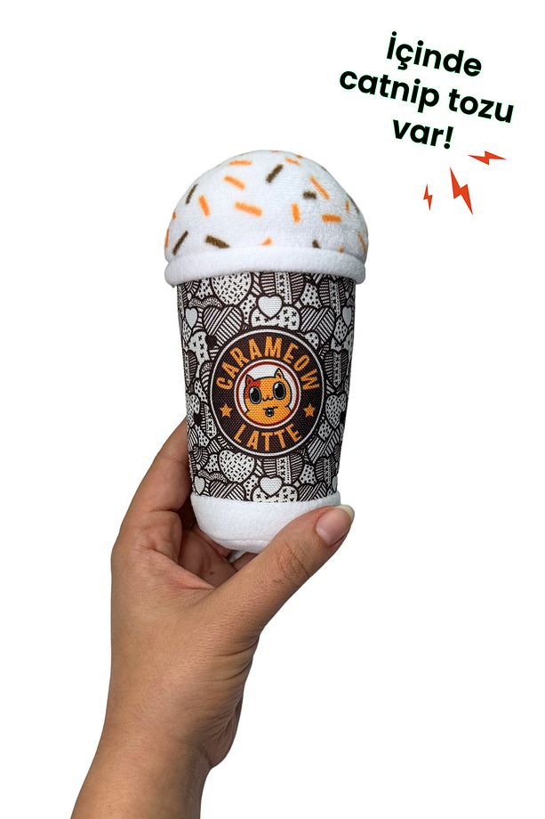 Özel Tasarım Kedi Oyuncağı Carameow Latte, Catnip Tozlu Peluş İçecek Kedi Oyuncağı - 1