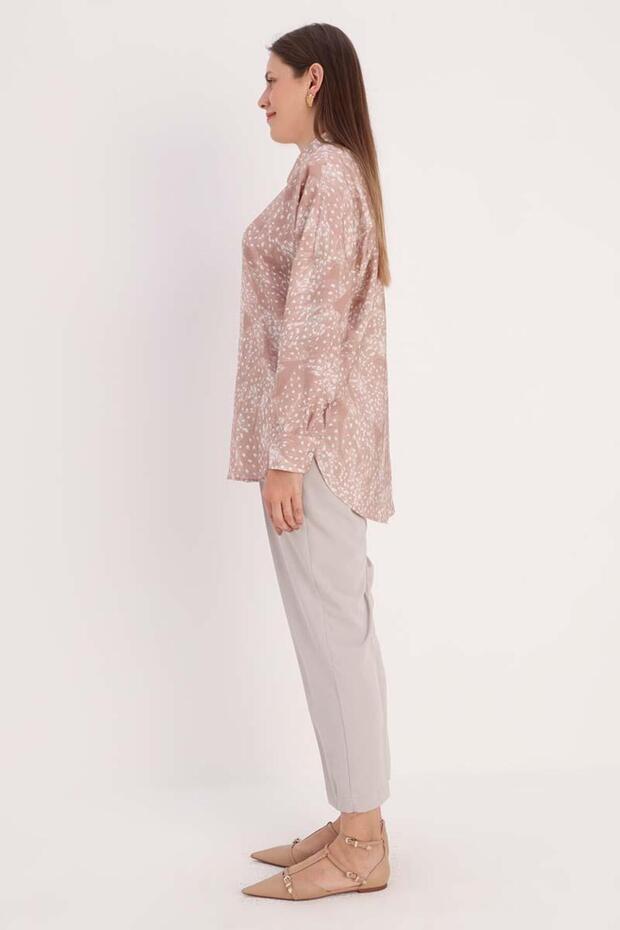 Vizon-Ekru-Oversize Gömlek - 3