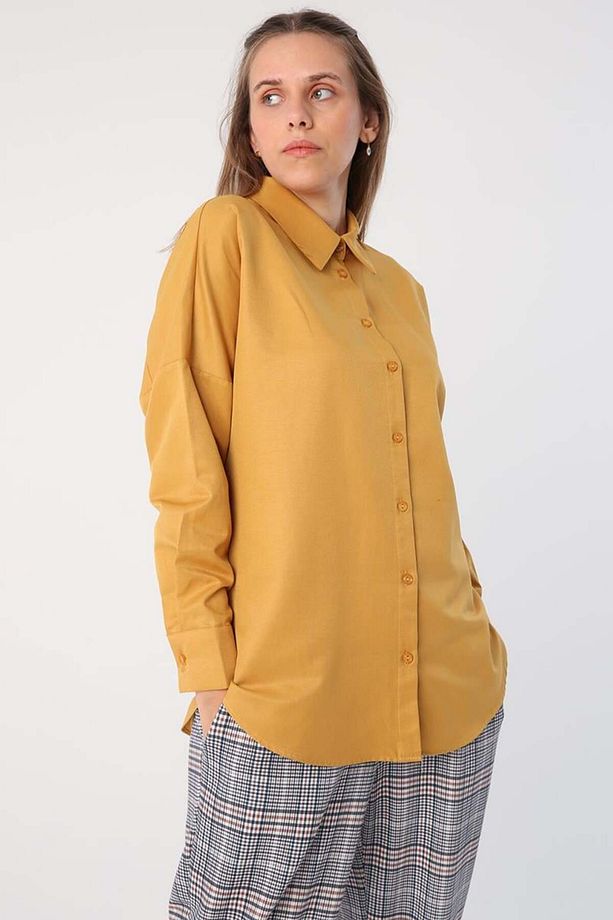Soft Sarı-Oversize Basic Gömlek - 2