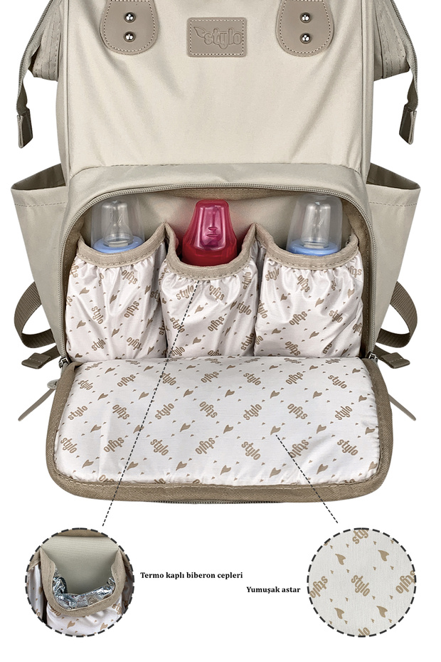 Paris X Pro  Kadın ve Anne Bebek Bakım Sırt Çantası Beige - 7