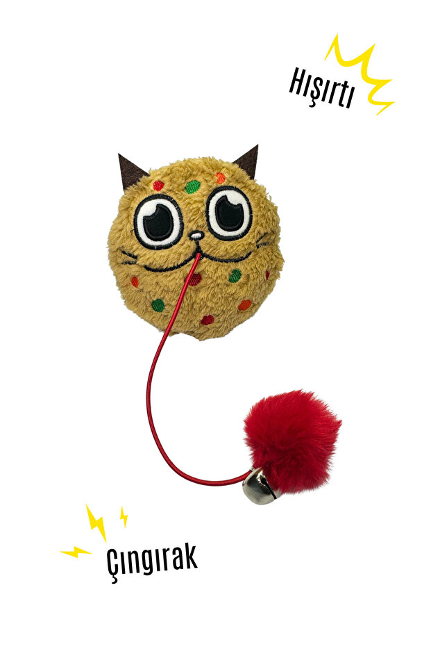 Plush Cookie Cat Toy - Cat Activity Toy with Rustle and Rattles, Sound Drawstring - 1
