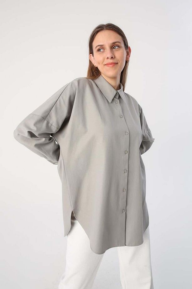 Gri01-Oversize Basic Gömlek - 1