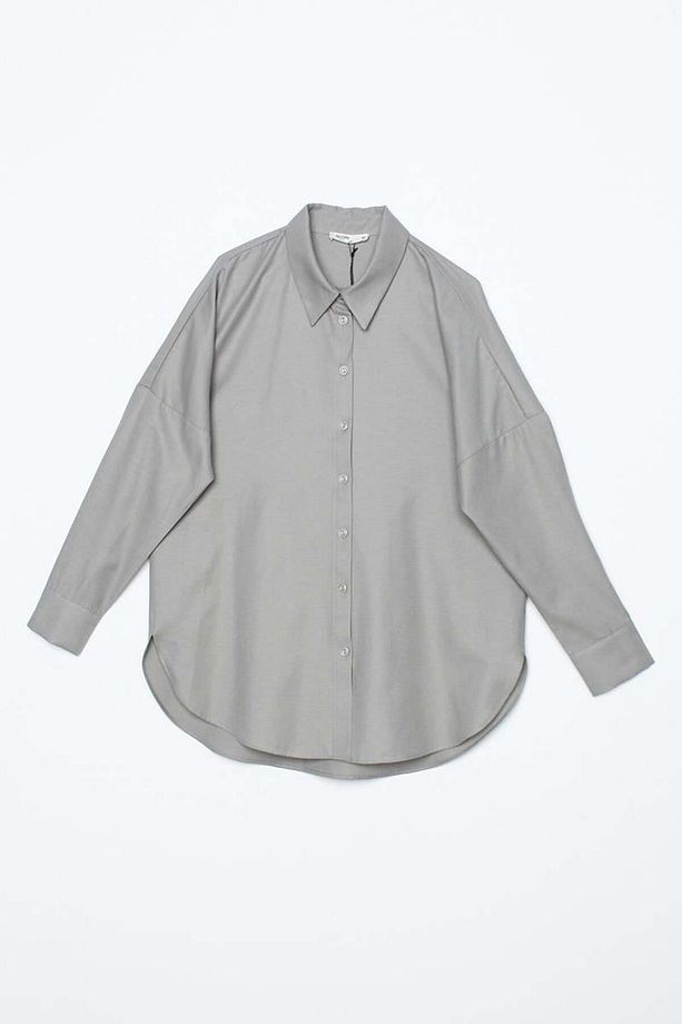 Gri01-Oversize Basic Gömlek - 6