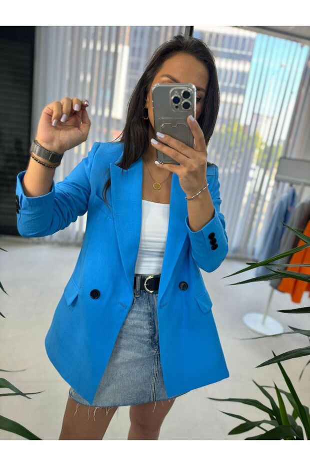 Modrá ľanová bunda Foo - 1