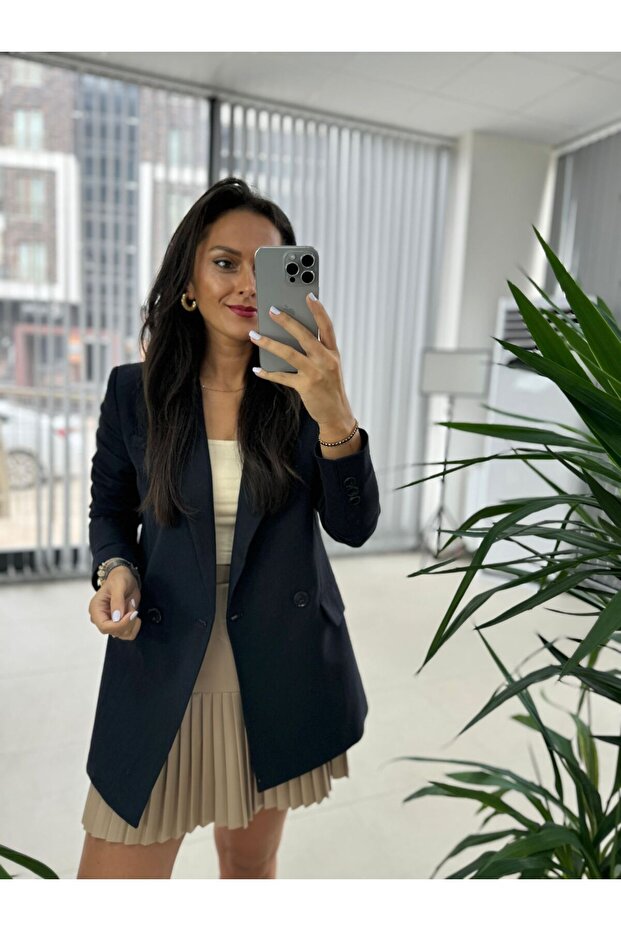 Foo New Jachetă Blazer de in bleumarin - 6