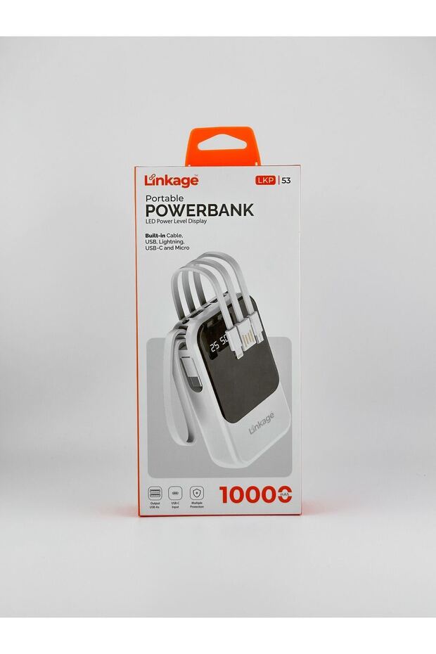 LCD Ekranlı 10.000mAh Taşınabilir Powerbank - USB-C, Mikro, Lightning - 1