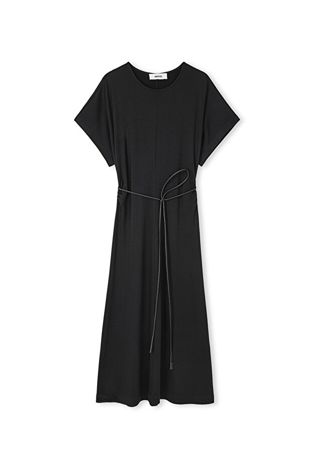 Suni deri kuşaklı elbise - 3