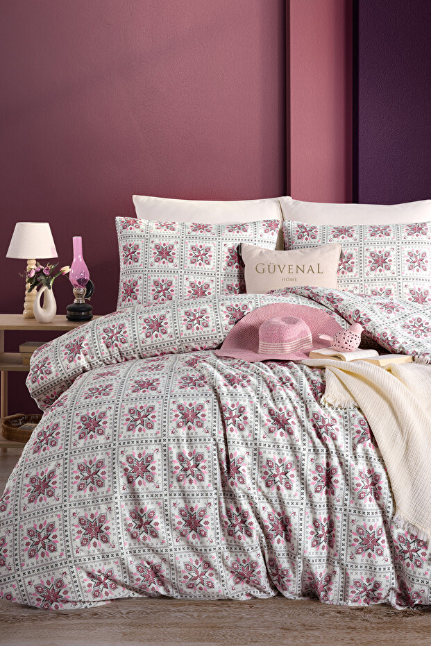 Leo Double Duvet Cover Set with Elastic Sheets | Pillow | Dowry List | Duvet Cover | Sleep Set
