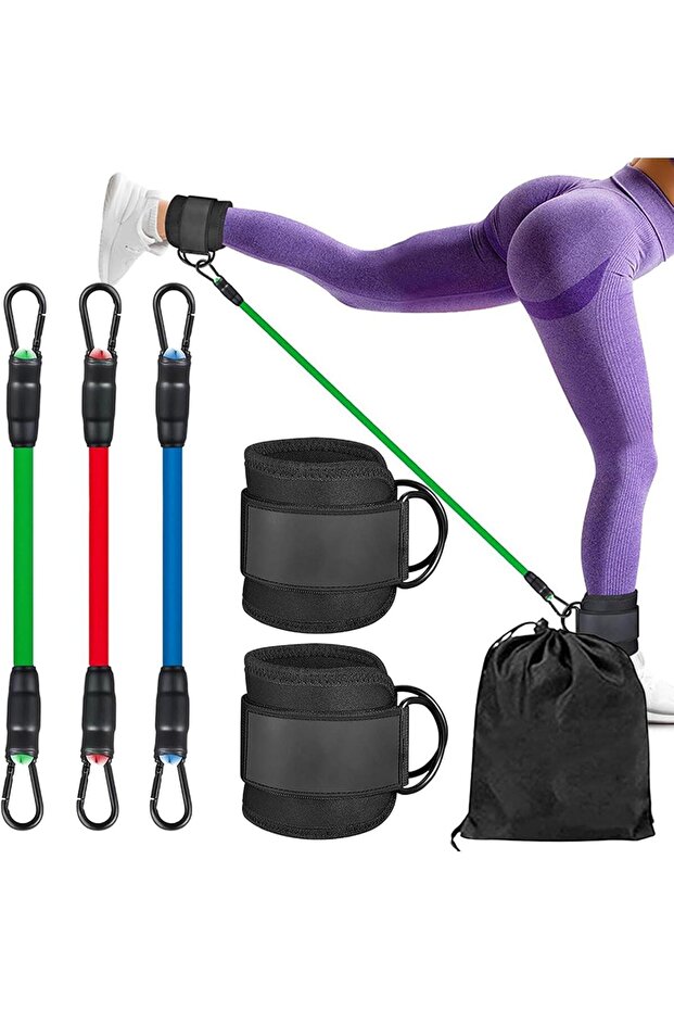 6 Pieces Calf Hip Exerciser Set Leg Resistance Tension Rubber Pilates Yoga Supportive