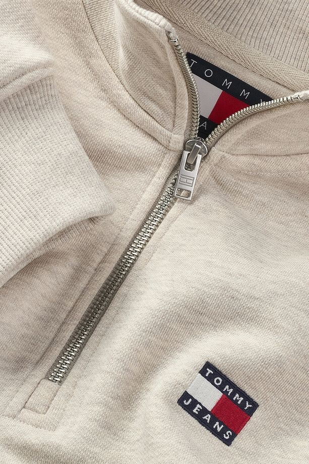 Tommy Jeans Tjm Rlx Badge 1/4 Zıp Erkek Beyaz Sweatshirt Dm0dm20641ae3 - 3