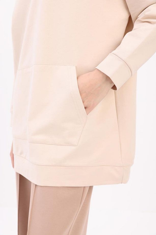 Taş-Kapüşonlu Sweat Tunik - 5