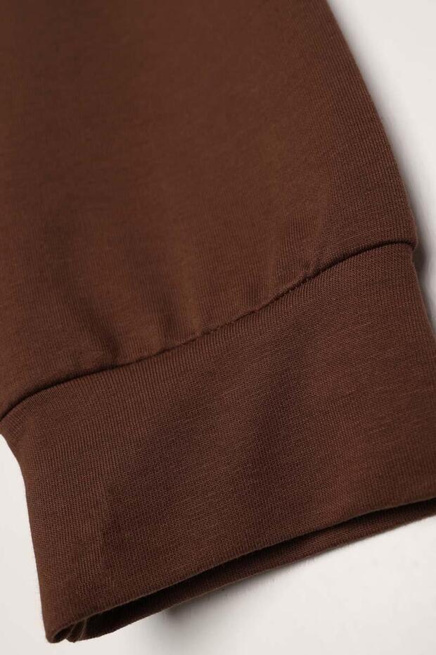 Kahve-Kapüşonlu Sweat Tunik - 6