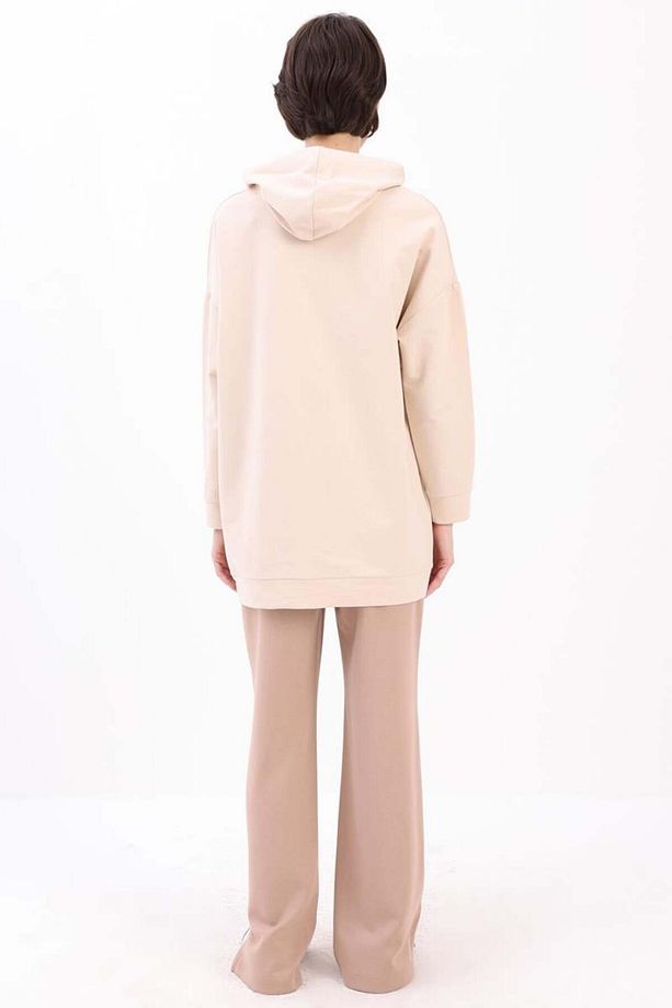Taş-Kapüşonlu Sweat Tunik - 4