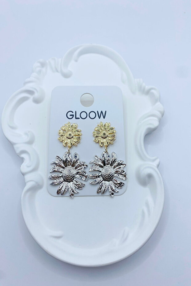Women's Earrings 6cm Two Sunflower Dangle Earrings