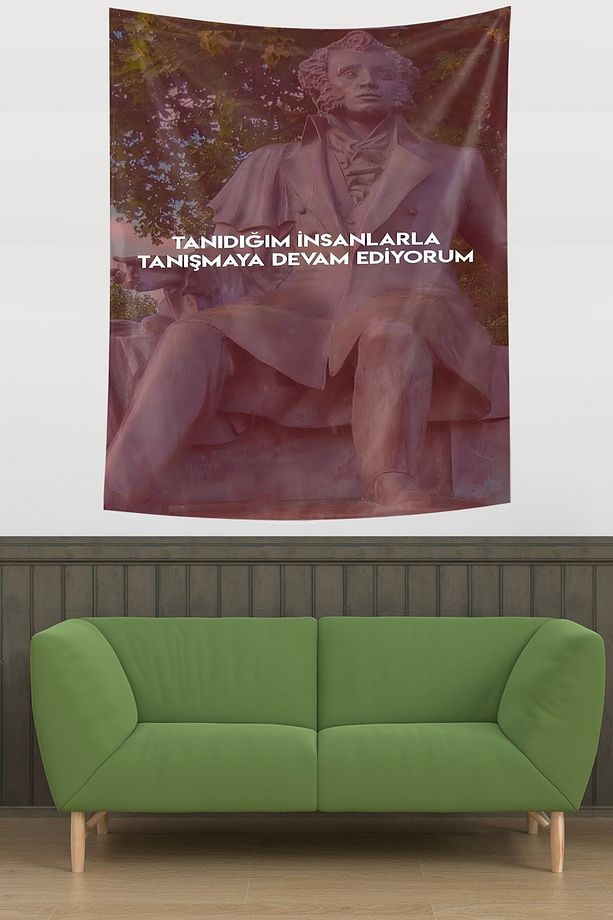 Tanıdığım İnsanlarla Tanışmaya Devam Ediyorum Yazılı Leke Tutmaz Kumaş Örtüsü Duvar Halısı Tapestry - 1